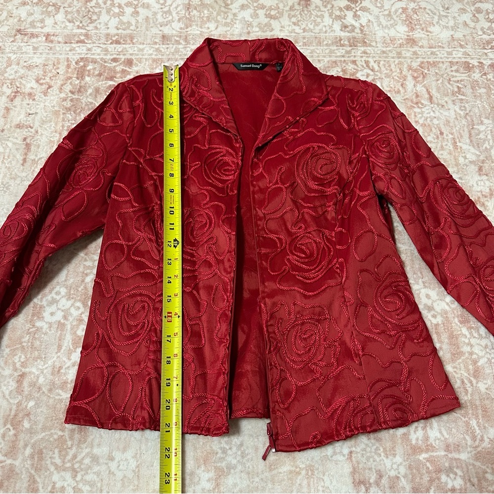 Dual Zip Jacket With Camellia Silk Embroidery - Picture 6 of 9